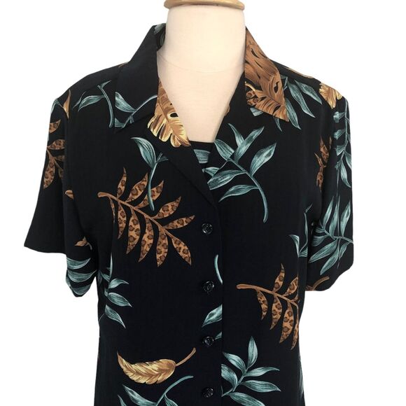 Studio I Career Casual Jacket Dress Tropical Motif Size 14 Navy Blue NWT - Picture 8 of 14